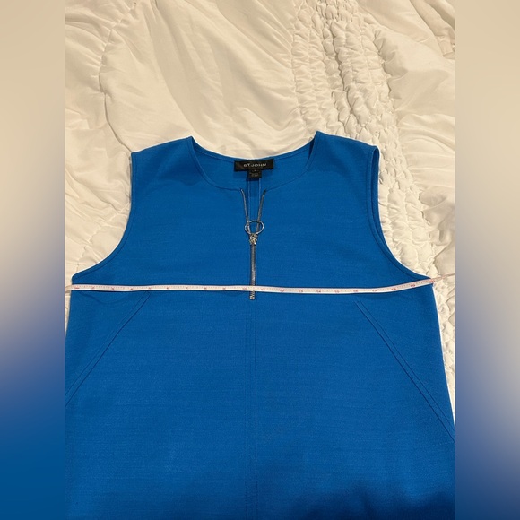 ST. JOHN cobalt blue wool blend sleeveless knit shift dress size 10 - Picture 10 of 14